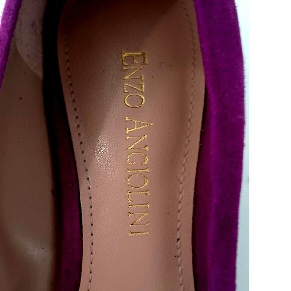 Enzo Angiolini Barbiecore Fushia suede kitten pump 6.5 W gold accent Glam chic - Picture 8 of 9